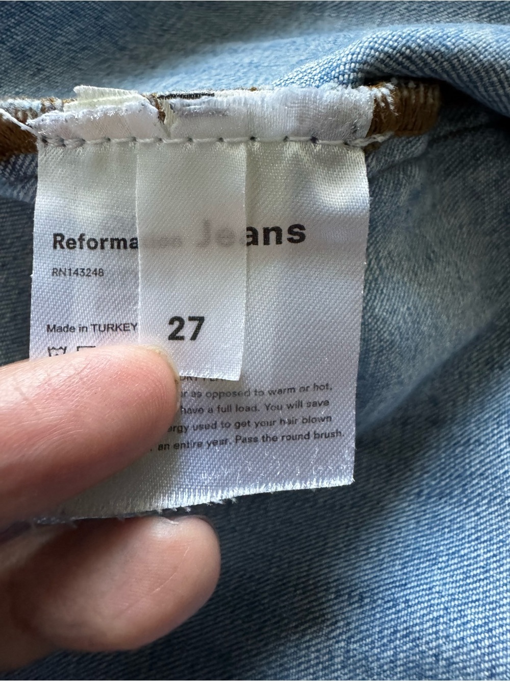 Reformation Evie Barbados Denim Raw Hem Mini Skirt size 27 - Picture 10 of 10